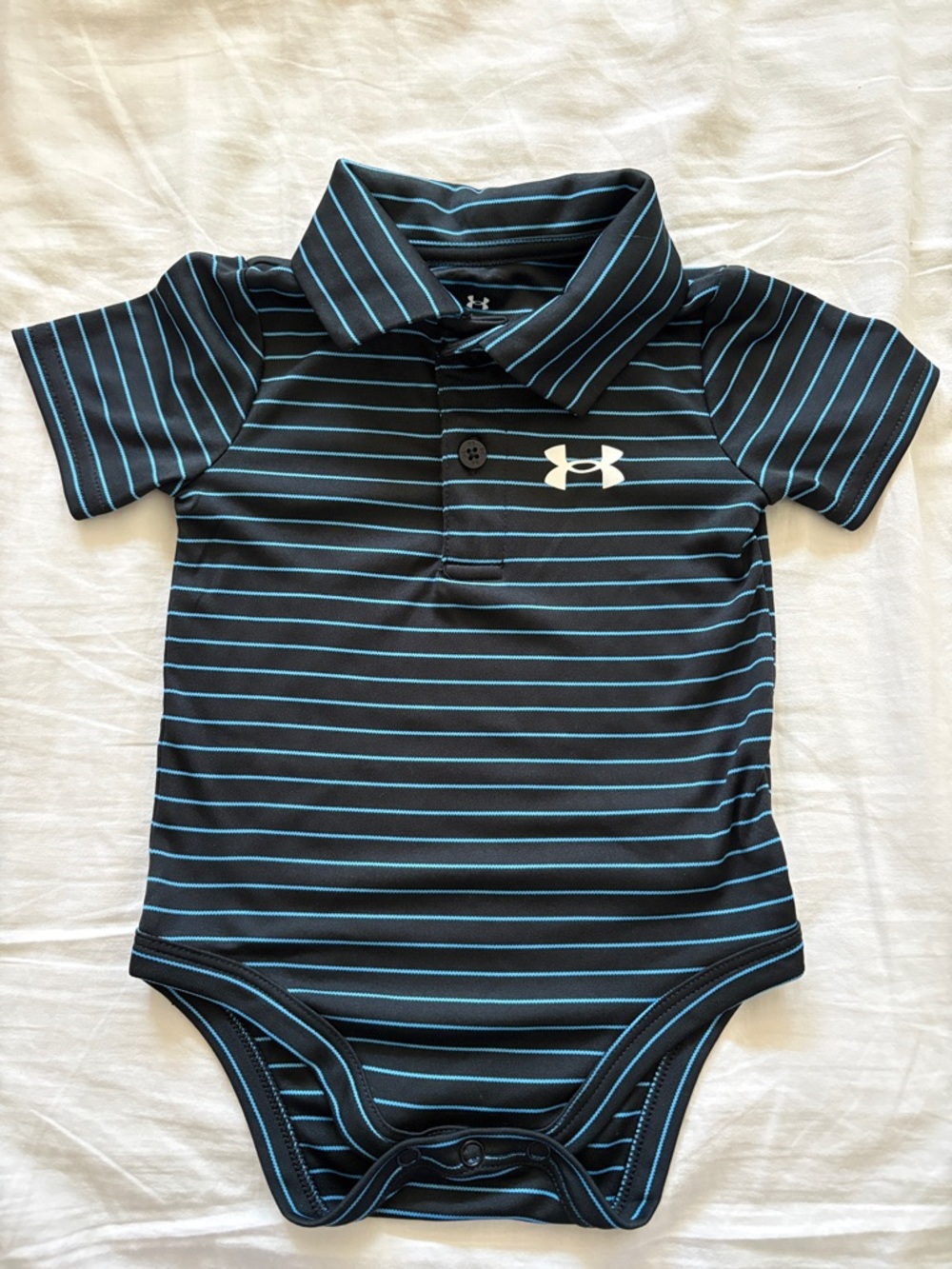 Under Armour Black with Teal Striped Polo onesie